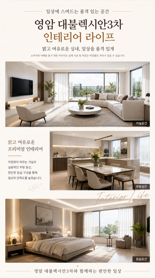 영암 대불렉시안3차 인테리어 거실 주방 침실 공간 안내